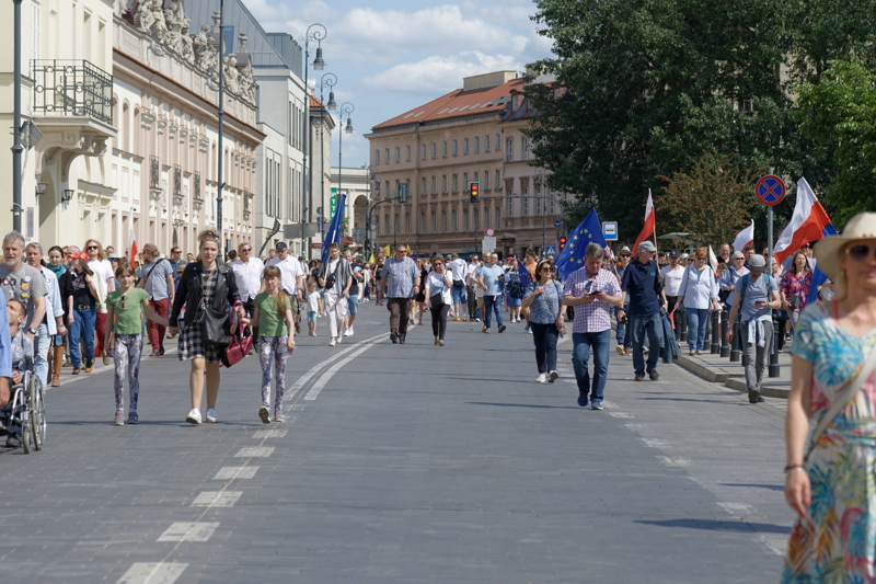 27 - People participating in a massive anti-government pro-democracy protest In Warsaw, Poland